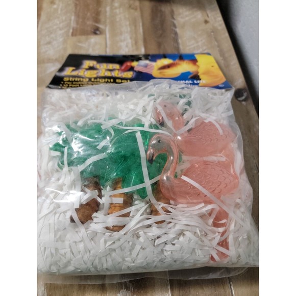 Vtg Fun Lights Flamingo Palm Tree Tropical Party Indoor Outdoor 12' String Light - Picture 6 of 11